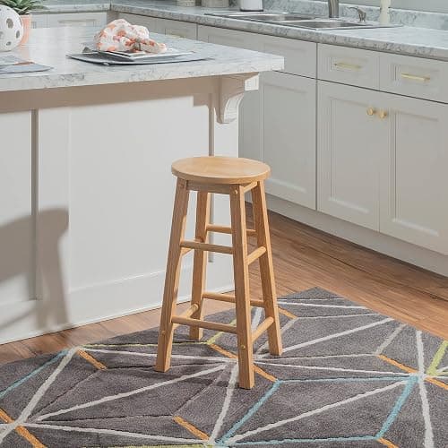 Linon Natural Barstool with Round Seat, 24-Inch thumbnail 5
