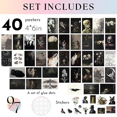 97 Decor Gothic Wall Decor - Gothic Decor, Dark Academia Wall Art Goth Posters for Room, Vintage Dark Moody Home Decor Aesthetic Pictures Gallery Wall Prints for Bedroom (8x10 Unframed) thumbnail 2
