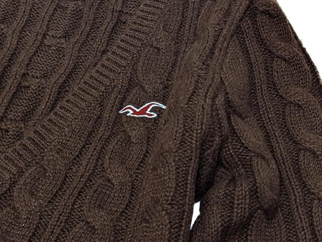 Hollister Women's Cable-Knit Icon V-Neck Sweater Cardigan (Slim Fit) HOW-73 thumbnail 2