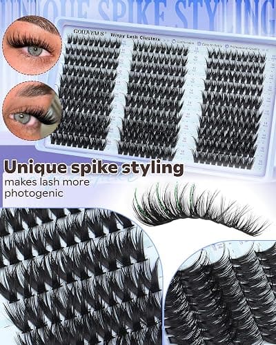 Goddvenus Wispy Lash Clusters Kit Natural Fairy Wet Eyelash Clusters Kit 300 Pcs Cluster Eyelash Extensions Kit for DIY Reusable Waterproof Individual Lash Extension (10-16mm CC Curl) thumbnail 3