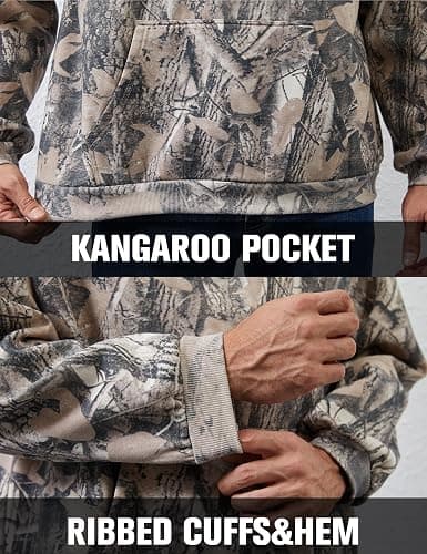 Anoumcy Men's Camo Hoodies Oversized Fleece Pullover Hooded Sweatshirt Vintage Mens Hoodies Pullover Sweatshirts With Pockets thumbnail 6