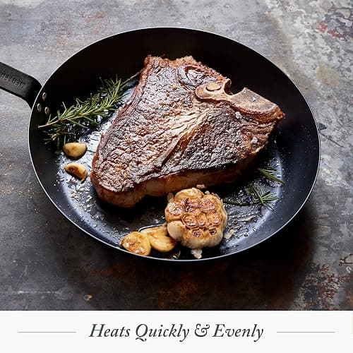 Merten & Storck Pre-Seasoned Carbon Steel 8” Frying Pan Skillet, Use on Induction, Stove and Grill, Durable, Even-Heating, for Searing, Grilling, Oven Use, and Campfire, Indoor/Outdoor thumbnail 6