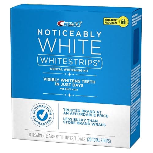 Crest 3D Whitestrips, Noticeably White, Teeth Whitening Strip Kit, 20 Strips (10 Count Pack) thumbnail 4