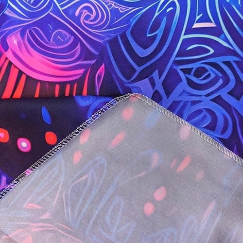 Manicer Blacklight Mandala Tapestry - UV Reactive Bohemian Red Blue Purple Floral Colorful Wall Hanging, Glow in the Dark Aesthetic Boho Wall Art Decor for Bedroom, Living Room, Dorm - 51.2" x 59.1" thumbnail 7