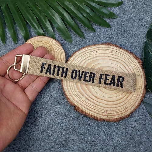 FAITH OVER FEAR embroidered keychain, Christian Gifts, Religious Gifts, Thanksgiving Gift thumbnail 6