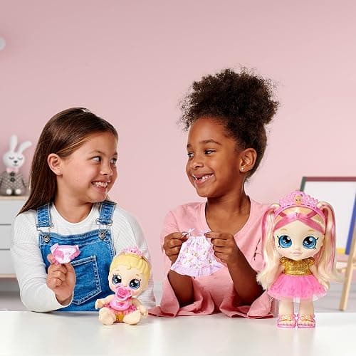 Kindi Kids Scented Sisters Pawsome Royal Family - Pre-School 10" Play Doll: Tiara Sparkles, 6.5" Baby Kindi: Teenie Tiara, and Kindi Pet: Prince Purrfection - Amazon Exclusive thumbnail 2