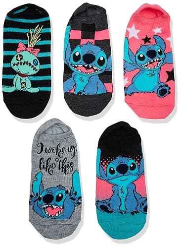 Disney womens Lilo & Stitch 5 Pack No Show Socks thumbnail 2