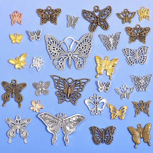 stino 100g Metal Pendant Charms for Jewelry Making, Bulk Silver & Gold Plated Charms for Braclet Necklace Crafts, Animal Plant Flower Pet and so on thumbnail 3