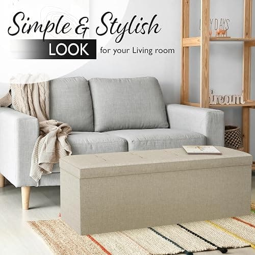 Lifetime Home 43" Folding Storage Ottoman for Living Room, Bedroom, TV Entertainment - Bedroom Bench with Hidden Storage, Foot Rest Stool - 660 Capacity & Holds up to 5.6 Cubic Feet of Storage thumbnail 5
