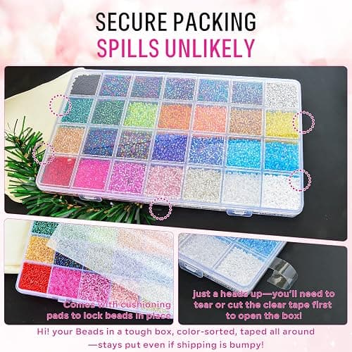 Glass Seed Beads Kit – 28 Assorted Colors Small Beads Set for Jewelry Making, DIY Bracelets, Necklaces, Earrings, Craft Projects thumbnail 6