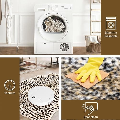 Leopard Rug Cheetah Print Carpet - Animal Printed Skin Area Rug Faux Fur Hide Room Decor for Bedroom Living Room 5.2x6.5ft thumbnail 4
