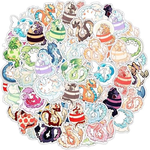 Resurhang 100 Pcs Dragon Stickers Cute Cartoon Waterproof Vinyl Decals | Vinyl Decals for Water Bottles, Laptop, Phone, Skateboard, Luggage, Fun Gifts for Girls Boys Teens, Cartoon Designs - Image 1