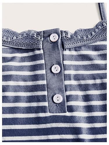SOLY HUX Women's Striped Lace Trim Cami Crop Top Button Front Spaghetti Strap Y2k Tops thumbnail 4