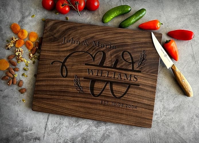 Personalized Cutting Boards – Personalized Cutting Boards Wood Engraved – Lovely Birthday, Anniversary, Bridal Shower, Wedding Present – Custom Christmas gift- House warming Gift - USA Handmade thumbnail 4