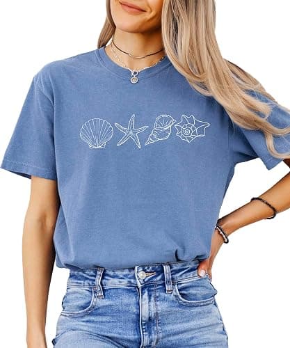 Coastal Seashell Shirt for Women & Teens Trendy Shell Tee for Summer thumbnail 2