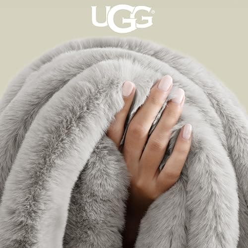UGG Euphoria Plush Faux Fur Throw Blanket, Oversized Warm Throw for Couch or Chair, Luxury Bedroom Decor, Christmas Cozy Blankets, Machine Washable, 50-inch x 70-inch, Seal Grey thumbnail 5