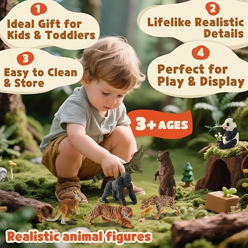 Zippytots 9 PCS Zoo Animal Toys for Kids 3-5 Realistic Plastic Wild Animal Figurine Toys Educational Learning Toy for Kids Boys Girls Toddlers thumbnail 6