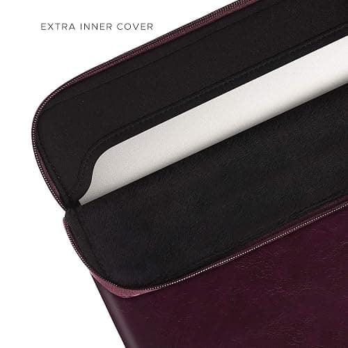 Comfyable Slim Protective Laptop Sleeve Compatible with 13/14 Inch MacBook Air & MacBook Pro M5/M4/M3/M2 Pro/Max 2026, Mac Travel Case, Laptop Pouch, Slim PU Leather Cover, Berry Brown thumbnail 4