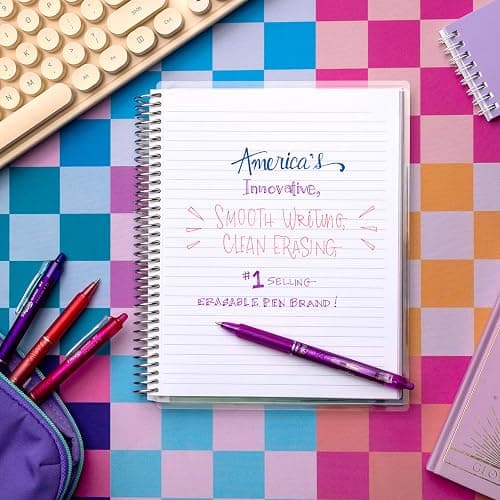 PILOT FriXion Vibe Clicker Erasable Gel Pens, DreamGlow, 0.7mm, 7-Pack | Find your DreamGlow vibe, erasable colored pens 0.7, pink & purple inks, retractable, refillable, quick drying, journal pens thumbnail 2