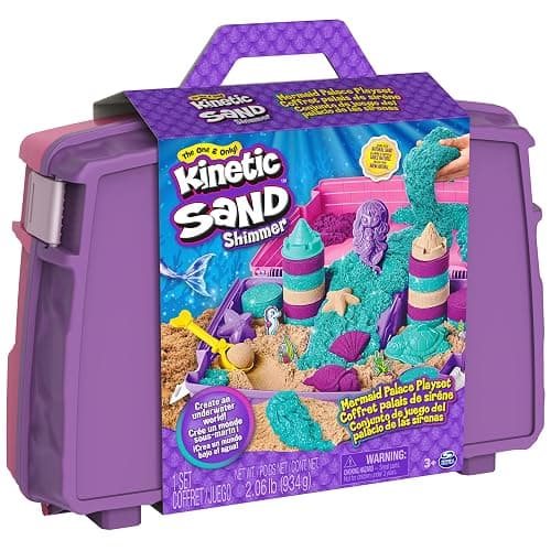 Kinetic Sand, Mermaid Palace Playset Folding Sandbox with 2.06lbs Play Sand (Neon Purple, Shimmer Teal & Beach), Tools, Sensory Toys, Holiday Gifts & Stocking Stuffers for Kids Ages 3 and up thumbnail 9