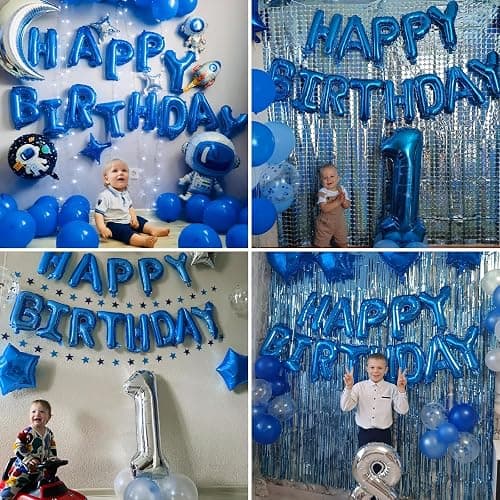 Blue Happy Birthday Balloon Banner, 16 Inch Foil Mylar Happy Birthday Balloons Letters, Reusable Happy Birthday Sign, Blue Birthday Decorations for Women, Men, Boys and Girls thumbnail 7