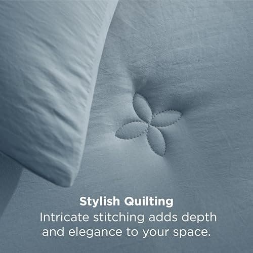 Bedsure Twin Comforter Set Mineral Blue, Soft Prewashed Twin Size Bedding, Quilted Comforter with Clover Design, Down Alternative Comforter for All Seasons, 2 Pieces Bed Set with 1 Pillow Sham thumbnail 5
