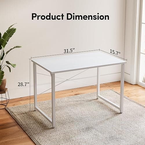 CubiCubi Computer Desk, 32 inch Home Office Small Desk, Modern Style PC Table for Home, Office, Study, Writing, Pure White thumbnail 3