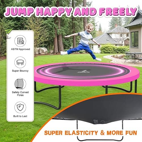 JELENS Trampoline 8FT 10FT 12FT 14FT 15FT 16FT, Recreational Trampolines with Enclosure Net and Ladder, Outdoor Anti-Rust Trampolines for Kids and Adults, ASTM Approved thumbnail 7