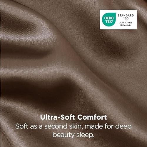 Brown Bedsure Satin Pillowcases, Similar to Silk Pillow Cases Queen Size Set of 2, Pillow Case for Sleeping Women with Envelope Closure, Gifts for Women Men, Brown, 20x30 Inches, 2pcs thumbnail 6