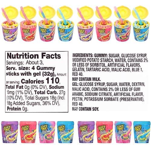 Juicy Drop Gummy Dip 'N Stix Assorted Christmas Candy Variety Pack, Sweet Gummy Sticks W/ Sour Dipping Gel, 8Ct, Sour Candy Pack for Party Favors, Stocking Stuffers, Kids Gifts thumbnail 2