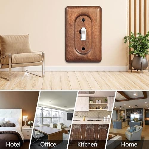 YDJSA Solid Walnut Light Switch Cover Decorative Single Toggle Wall Plate for Rustic Contemporary Interiors - Single Toggle thumbnail 6