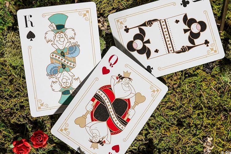 Disney Alice in Wonderland Inspired Playing Cards 1 Deck by Bicycle | Custom court cards with Alice Mad Hatter Cheshire Cat and Queen of Hearts, Checkered back design, Air Cushion Finish thumbnail 9