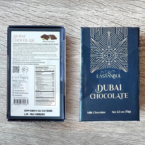 Eastanbul Dubai Chocolate Bar Pistachio, 2.5oz Mini Treat, Premium Pistachio Dubai Chocolate Bar, Viral Candy with Shredded Phyllo Dough, Knafeh, Gift Box thumbnail 3