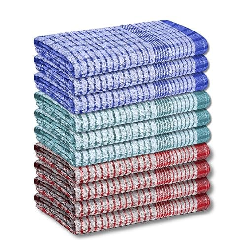 A & B TRADERS Wonderdry Tea Towels Kitchen Pack of 10, Cotton Absorbent Long Lasting Catering Bar Towel (Black) - Black thumbnail 7