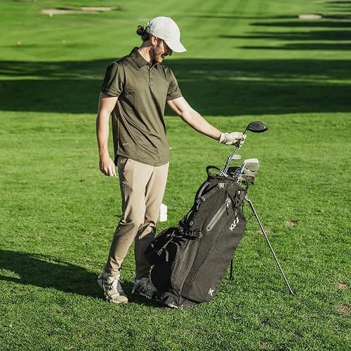 KVV Lightweight Golf Stand Bag with 7 Way Full-Length Dividers, 5 Zippered Pockets, Automatically Adjustable Dual Straps，Elegant Design thumbnail 2