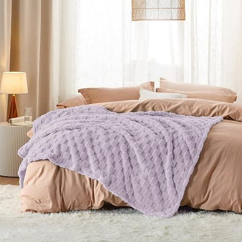 Bedsure GentleSoft Lavender Fog Throw Blanket for Couch - Checkered Fleece Blankets Gifts for Women Men Girls, Cute Soft Cozy Throw for Bedroom Home Decor Gifts, 50x60 Inches thumbnail 6