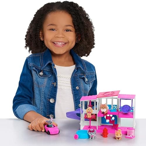 Barbie Pet Dreamhouse 2-Sided Playset, 10-pieces Include Pets and Accessories, Kids Toys for Ages 3 Up by Just Play thumbnail 2