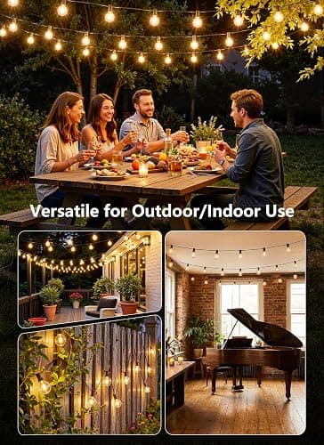 Outdoor String Lights with Remote, 100Ft Outside Waterproof Light with Dimmable G40 LED Bulbs, Shatterproof Connectable Hanging Patio Lights for Porch, Backyard, Bistro, Deck, Balcony, Home Decor thumbnail 3