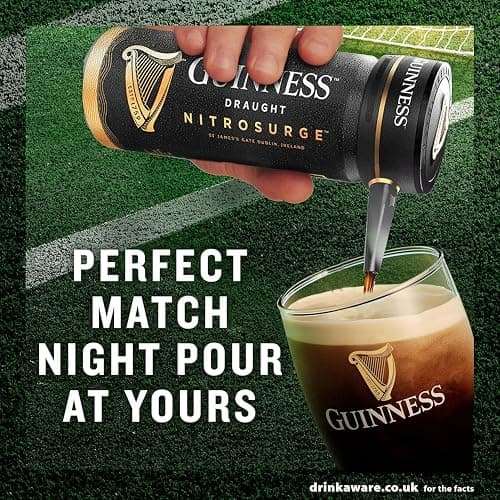 Guinness Draught Nitrosurge Stout Beer | 4.1% vol | 4x558ml Cans | Perfect Pub Pour at Home | Match Day Beer | Celebrate the Football This Summer | Device Sold Separately thumbnail 2