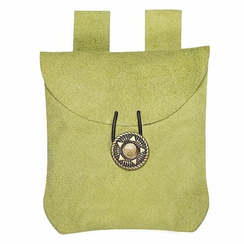 Mythrojan Medieval Renaissance Suede Jewelry Belt Pouch LARP Costume Waist Bag - Height - 7.2" x Width - 4.7" Sky Blue - Image 1