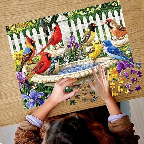 500 Pieces Puzzle for Adults,Birds Bath Flower Fence Puzzle,Recycled Cardboard Animals Jigsaw Puzzle 500 Pieces,Challenging Game Home Decor Birthday Party Gift Toy for Adults Seniors 20.5 * 15 in thumbnail 7