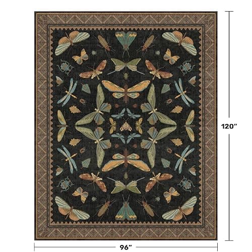 Hazo Haus Black Washable Insect Area Rugs 8x10 for Living Room, Bedroom, Dining Room Under Table, Playroom, Large Dark Whimscal Boho Indoor Rug, Ultra Soft Low Pile Non Slip thumbnail 2