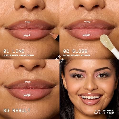 NYX Professional Makeup Kit Labbra con Matita Slim Lip e Gloss Fat Oil Lip Drip, Labbra Definite e Idratate, Finish Extra Brillante, Tonalità: Nude Truffle, My Main thumbnail 5
