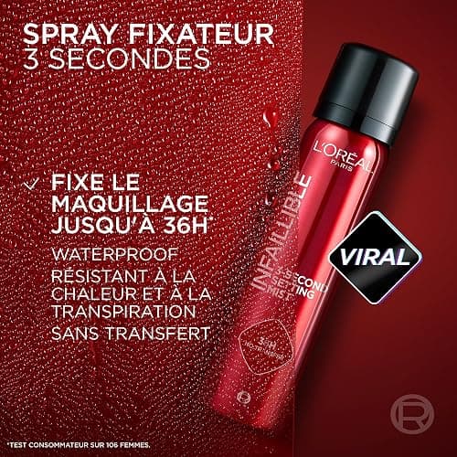 L'Oréal Paris - Spray Fixateur de Maquillage - Waterproof - Sans Transfert - Formule Légère - Non Collant - Résistant à l'Eau et à la Transpiration - Tenue Jusqu'à 36h - Infaillible - Format XL 150 ml thumbnail 3