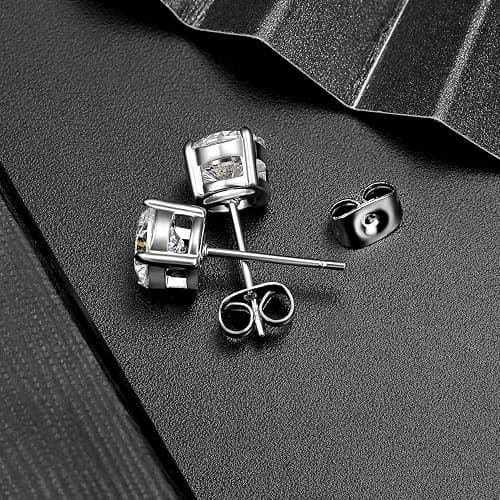 MDFUN Titanium Stud Earrings Set Hypoallergenic Cubic Zirconia Round Surgical Stainless Steel 4 Prong Stud Earring Jewelry for Women Men 3-8mm thumbnail 8