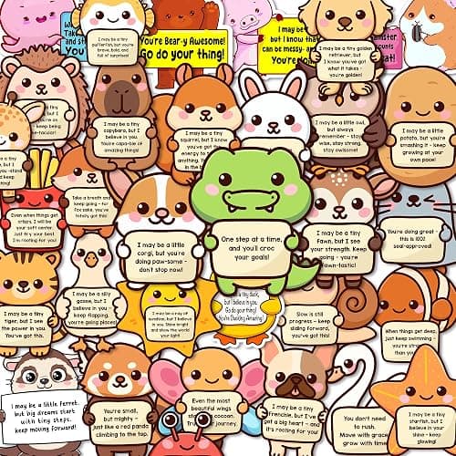 200PCS Emotional Support Animal Stickers by Puraesla– Affirmation Sticker Pack for Adults or Kids Cute Inspirational Buddies for Water Bottles, Laptops, Phones, Positive Quote Vinyl thumbnail 3