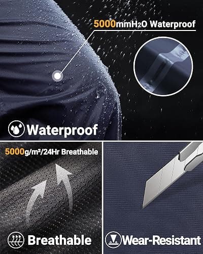 33,000ft Men's Rain Pants Full Zip Waterproof Pants Breathable Rain Over Trousers for Outdoor Hiking Golf Work thumbnail 4