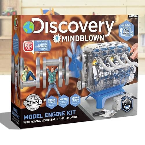 Discovery Model Engine Building Kit, DIY 4-Cylinder Combustion Engine, Working Pistons Fan Valves Belts LED Lights, STEM Mechanic Engineering Construction Experiment Set, Kids & Adults Gift thumbnail 8