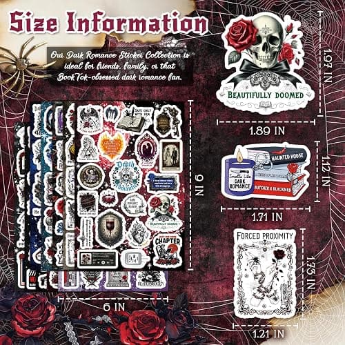 200PCS Dark Romance Book Stickers, Vinyl Spicy Romance Bookish Stickers for Adults, Journaling, Scrapbooking, Kindle & Laptop thumbnail 2