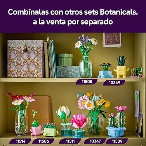 LEGO Botanicals Flores de Cosmos – Ramo de 3 Flores Artificiales de Colores y 2 Plantas Rabo de Gato – Decoración de la Habitación – Regalo de Cumpleaños para Niñas de 9+ Años – 11514 thumbnail 6